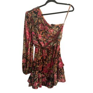 hemant & Nandita One-Shoulder Floral Mini Dress – Size XS